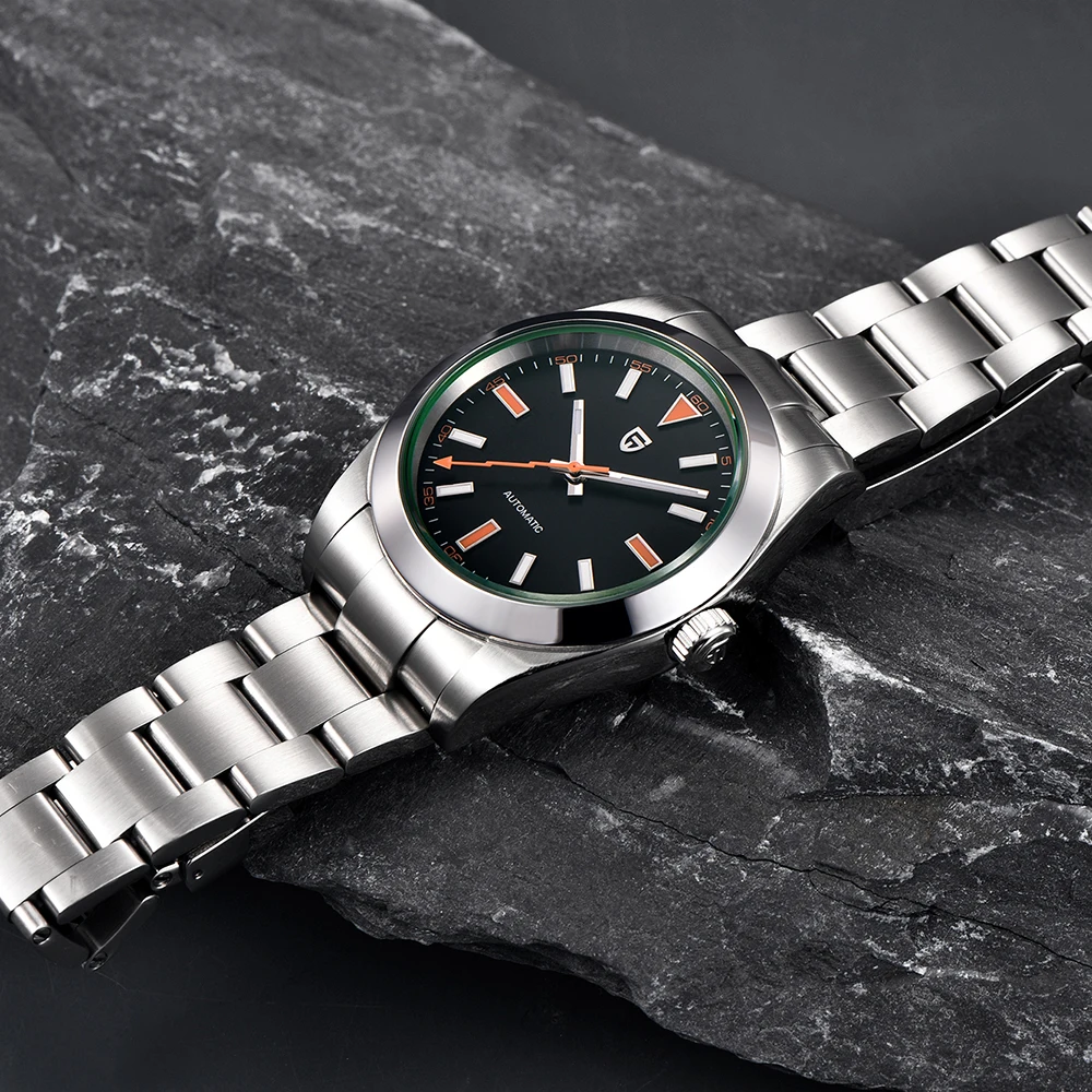 PAGANI DESIGN Uhr Herren Luxus Retro mechanische Herrenuhr NH35 Uhrwerk Saphir 1733, wasserdichte Edelstahl-Herrenuhr