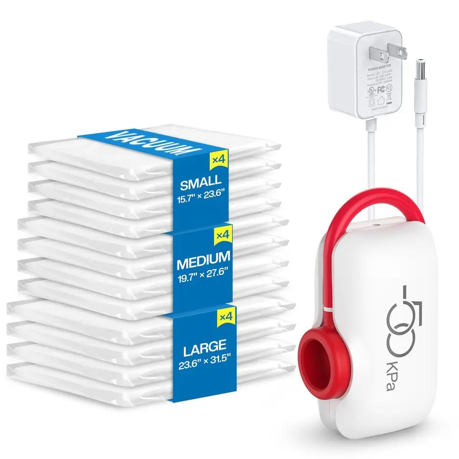 

Pack Travel Vacuum Storage Bags with High Pressure Electric Pump Portable Vacuum Seal Bags for Clothing, Luggage amp Travel Spa