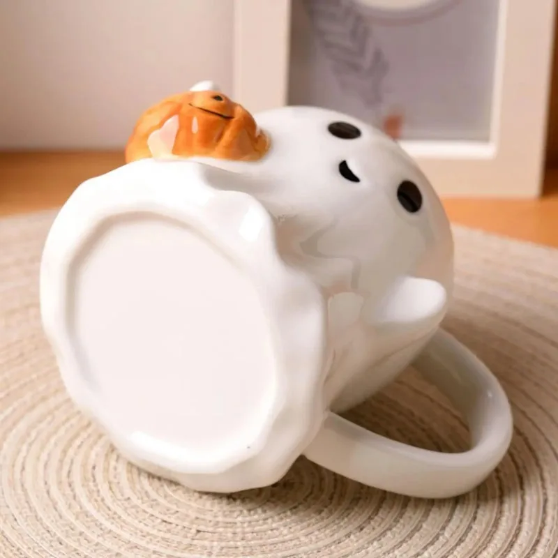 

Ceramic Mug with Handle, Cute Pumpkin and Ghost Design, Funny White Ghost Theme, Coffee Drinking Glass