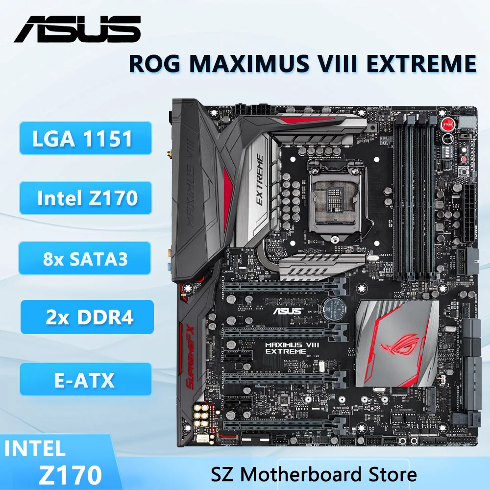 Image of ASUS ROG MAXIMUS VIII EXTREME Motherboard LGA 1151 DDR4 Intel Z170 Unterstützt Intel Core i3 6100 7100 i5 6400 6500 6600 7400 7500