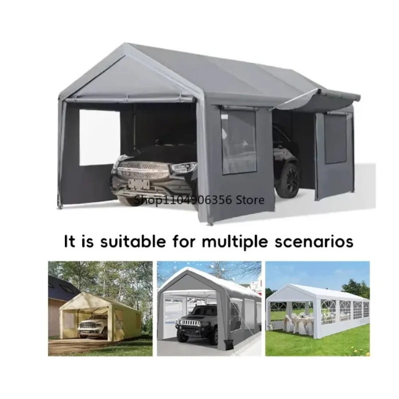 

Навес для автомобиля 6x3 м, усиленный, со съемными боковыми стенками и дверями, переносной гараж-укрытие для лодок и мероприятий