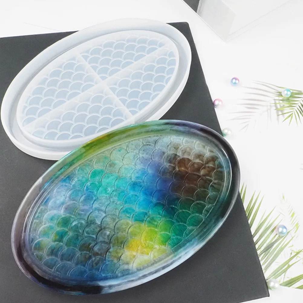 

1Pcs Crystal Epoxy Mold Oval Tray Resin Craft DIY Fruit Snack Plate Storage Organizer Desktop Display Silicone Mould for Gifts