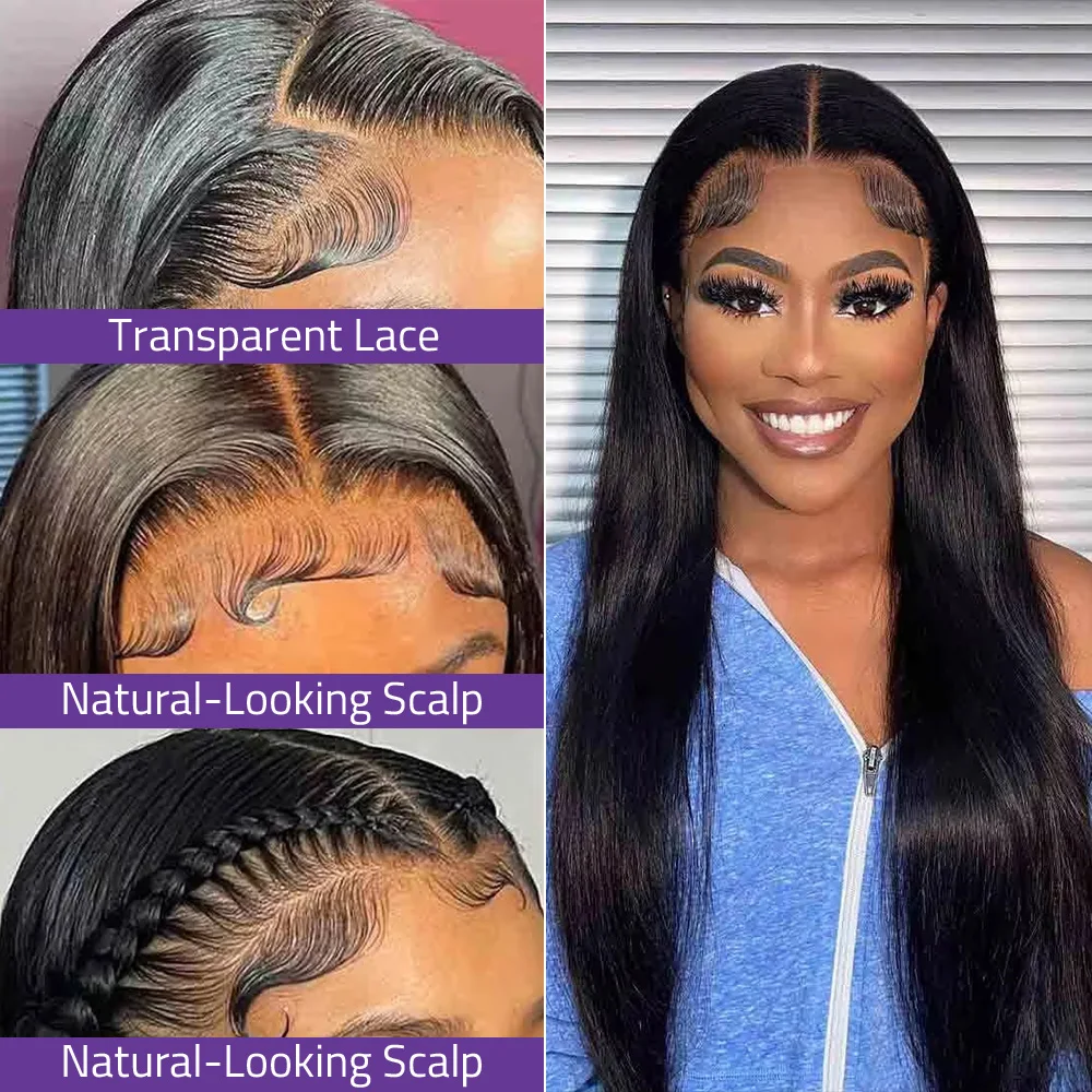 13X6 HD Lace Frontal Wig Bone Straight Human Hair 360 Full Lace 40 Inch Wig 220 Density Brazilian Hair Wig Can Be Dyed Any Color image 2