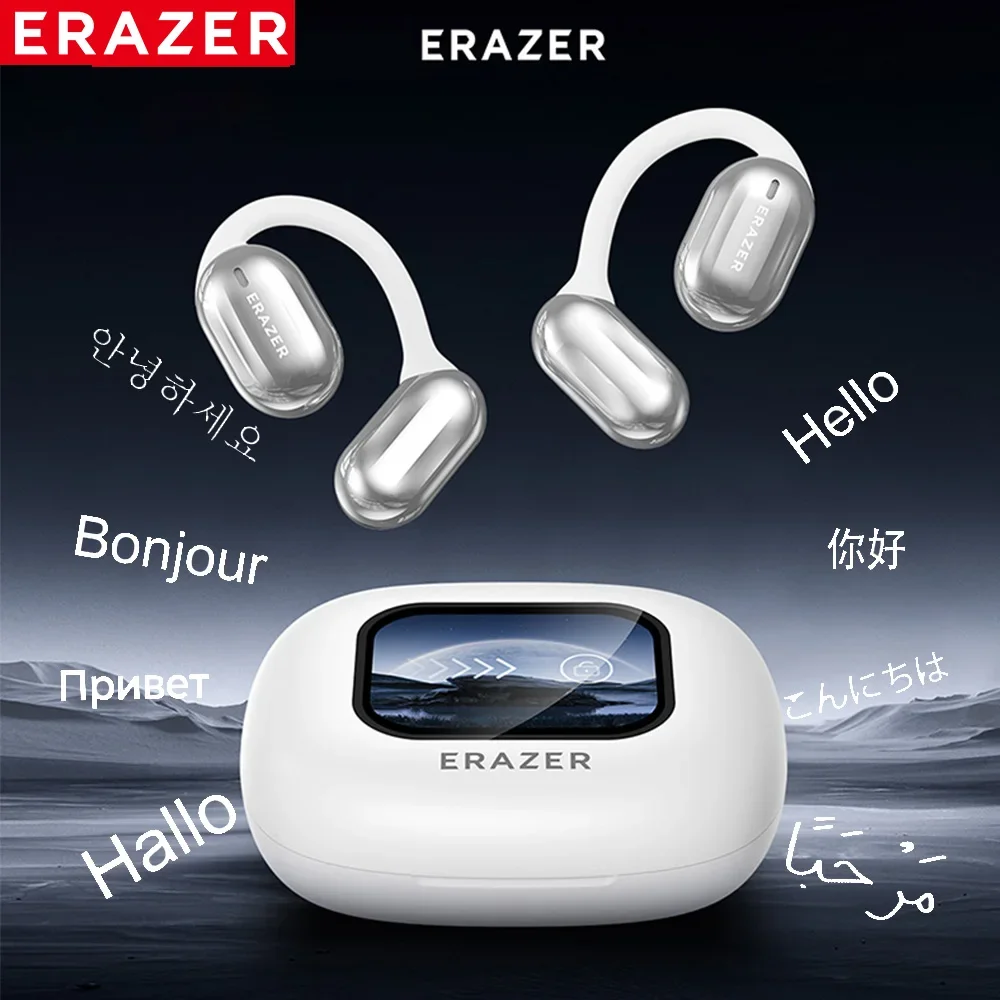 Erazer XP2 AI Translator Earphones Bluetooth 5.4 OWS Sports Wireless Headphones Color Screen Touch Support TF card Waterproof