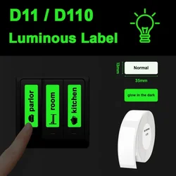 1Roll 13*35mm Luminous Label Sticker Waterproof D11 White Printing Label For Niimbot D11 D110 Label Maker 90pcs/Roll