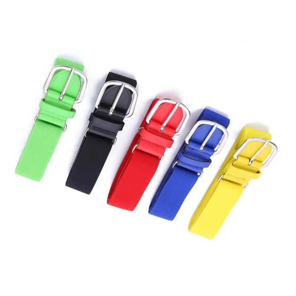 Solid Color Imitation Leather Belt Teenager Elastic Baseball Softball Belt Adjustable Length Alloy Buckle Belt Baseball Belts 90