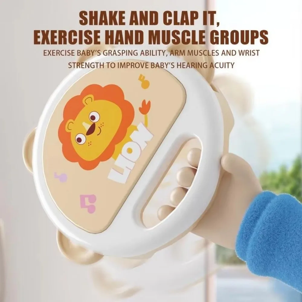 Нежный детский хлопающий бубен, пластиковый ударный инструмент с изображением льва, ручной бубен, инструмент для обучения детей