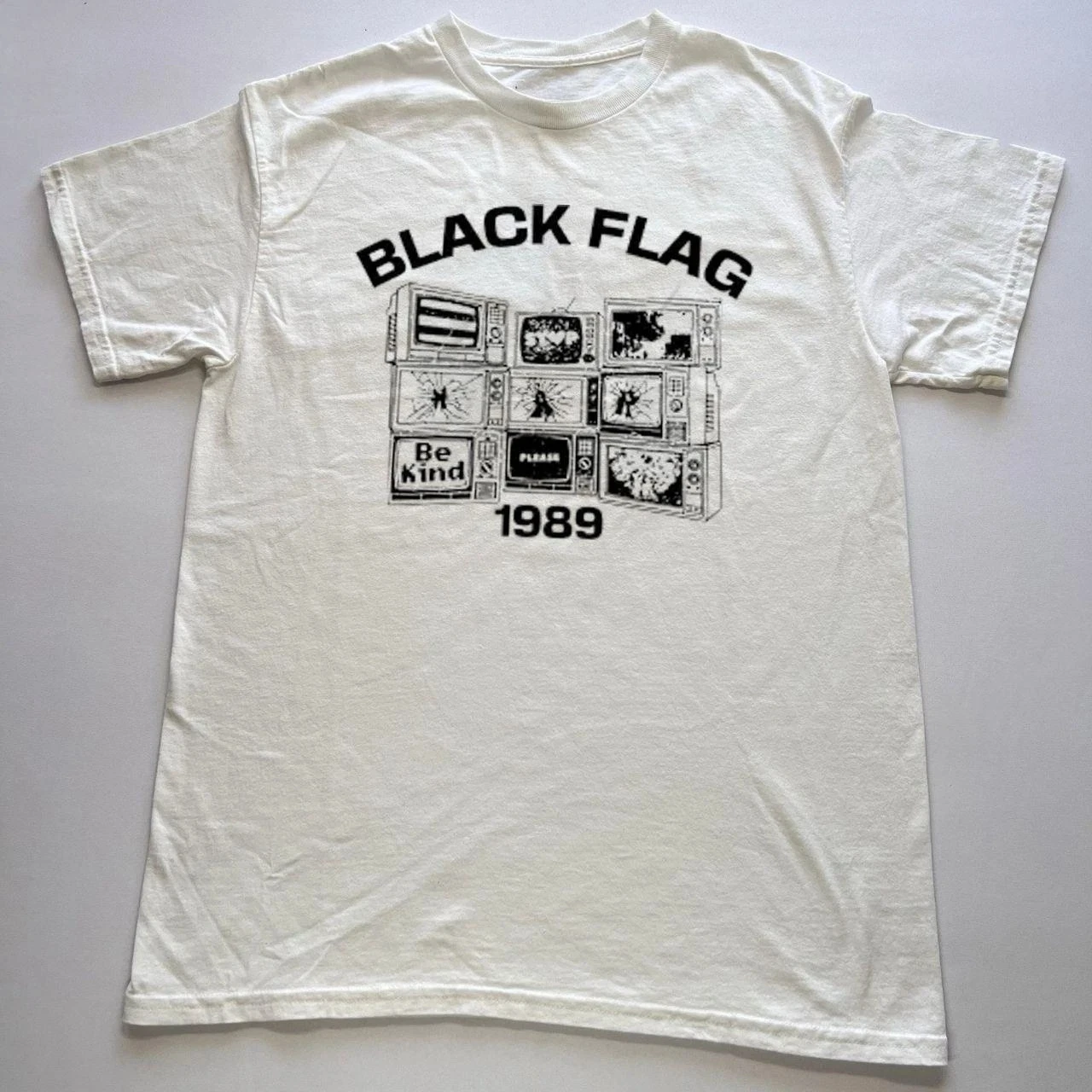 Camiseta con gráfico de TV retro de la banda Black Flag 1989, camiseta de algodón para hombre y mujer, ropa de calle de verano