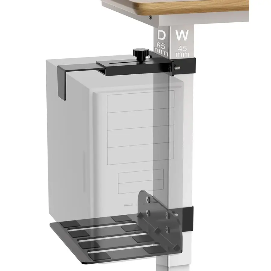 

Крепление для ПК на стол без сверления, грузоподъемность 22,7 кг, держатель для компьютера под столом, регулируемый по высоте и ширине, крепление-зажим для ПК на ножку стола