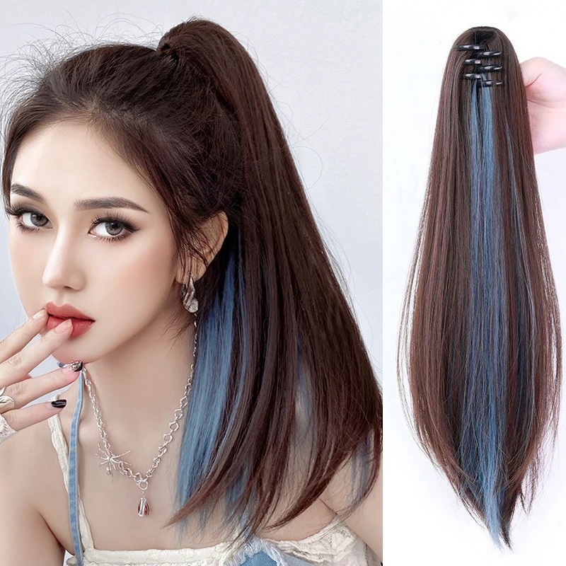 

Long Wavy Straight Claw Clip On Ponytail Hair Extension Synthetic Ponytail Extension Hair For Women Pony Tail Hair Hairpiece