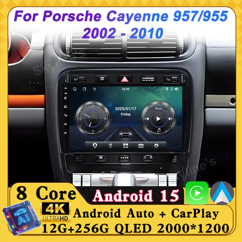 

Android 15 для Porsche Cayenne I 1 9PA 2002, автомобильный мультимедийный видеоплеер, сенсорный экран, интеллектуальные системы, GPS-навигация, 2din