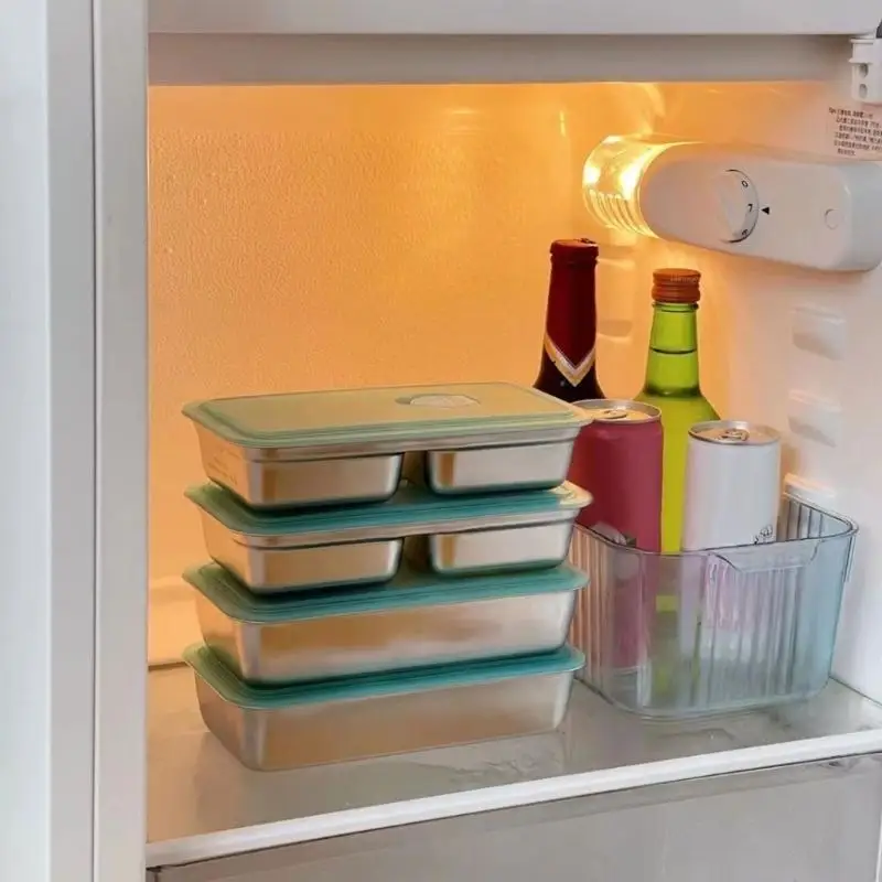   Rustproof 304 Steel Bentos Box Visible Covers Spill proof For Commuters Students