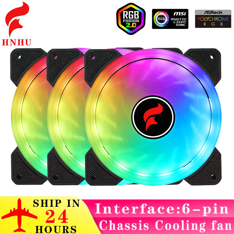 

HNHU 120-мм корпус для ПК, вентилятор охлаждения, 6-контактный светодиод RGB, нужно в сочетании с контроллером, бесшумный вентилятор, вентилятор 12 В ARGB