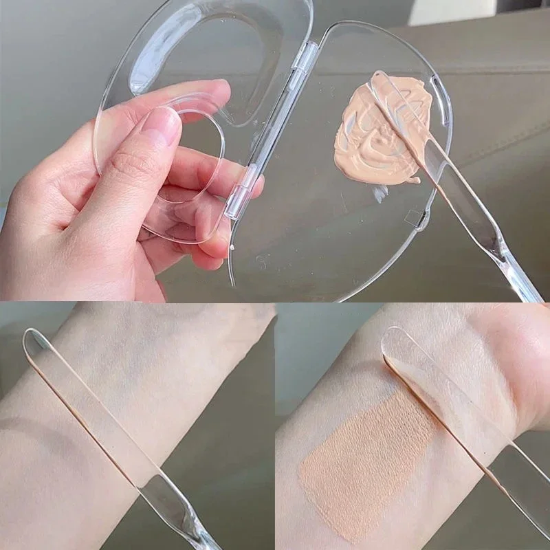 ชุดอุปกรณ์ผสมครีม ไม้พาย แท่งผสม ถาดเก็บอุปกรณ์เครื่องสำอาง พาเลทรองพื้นแบบพับได้ อุปกรณ์แต่งหน้าอะคริลิค