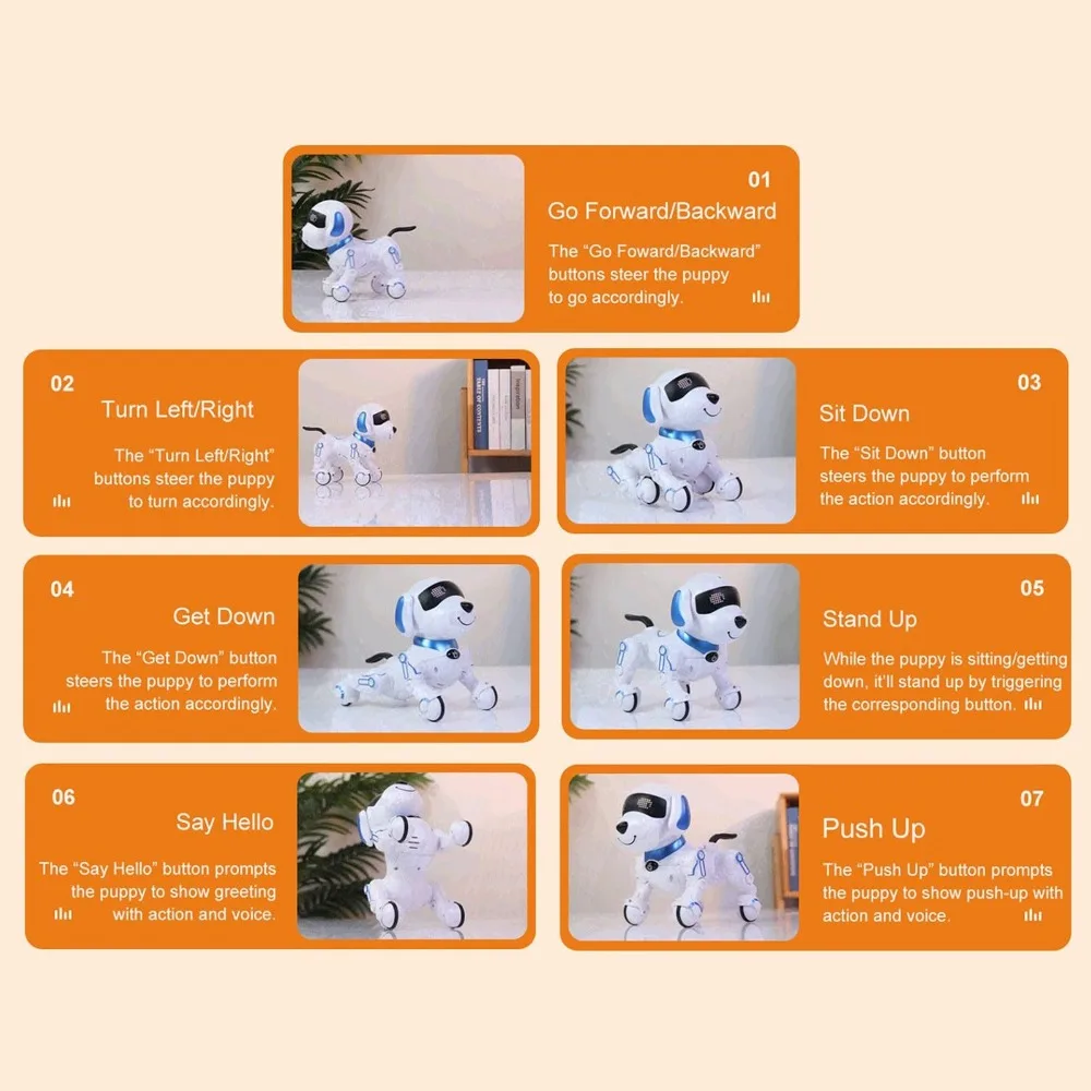 사운드 LED 눈, 리모컨, 노래하고 춤추는 지능형 전자 애완동물 로봇 강아지 장난감, 터치 인터랙션 기능 탑재