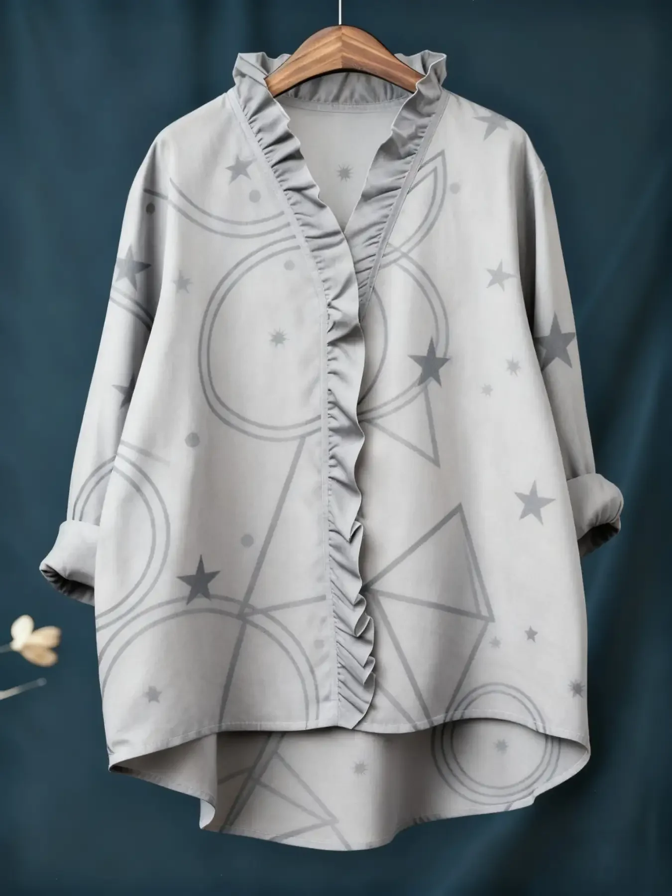 2026 new V-neck casual top, women's long sleeved lace shirt, Long sleeved shirt - elegant ruffle collar