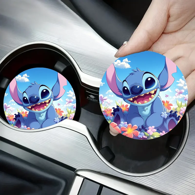 2Pcs Car Coaster Cartoon Non-Slip Coasters Acrylic Coasters Car Interior Accessories Kitchen & Household Products Birthday