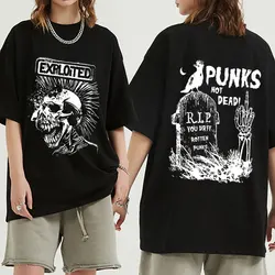 Rock Band The Exploited Retro Graphic Tee Shirt Punks Not Dead Streetwear T-shirt Men's Women Hip Hop 100% Cotton Oversized Tees