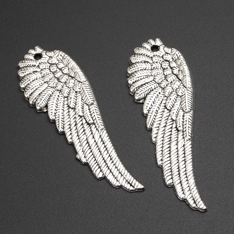 15pcs Silver Color 51x17mm Wing Charms Angel Wings Pendant Fit DIY Handmade Metal Alloy Jewelry Making Finding Supplies