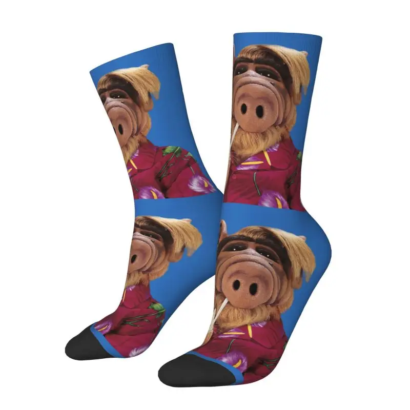 Funny Alf Meme Men Women Crew Socks Unisex Kawaii 3D Printed Alien Life Form Sci Fi Tv Show Dress Socks