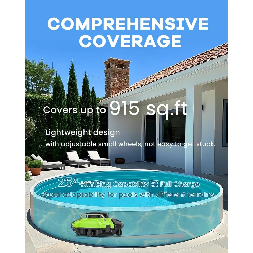 Automatic swimming pool cleaning robot climbs 25 °, runs for 120 minutes, automatically stops, and has strong suction power