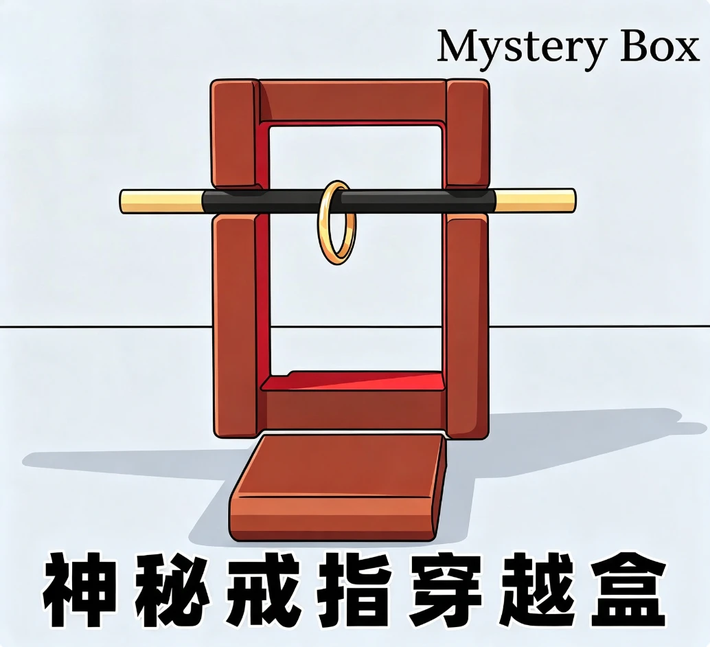 面白い小道具ミステリーボックス-木製マジックトリック-魔法の杖がリングを貫通する-クローズアップ-ストリートメンタリズム-魔法イリュージョン-予言ギミック