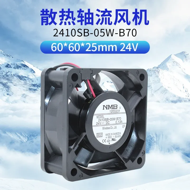 NMB-MAT 6025 6CM 2410SB-05W-B70 24V 0.13A Inverter Cooling Fan for Electronics Enclosures and Power Supplies