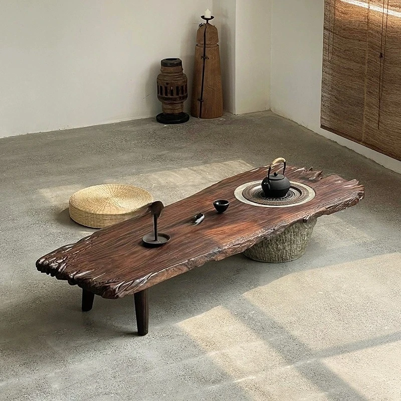 

Coffee table weathered solid wood tea tray courtyard fireplace household balcony