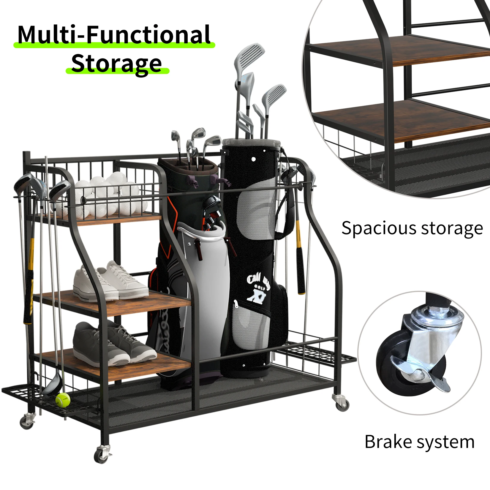 رف تخزين متعدد الوظائف لحقائب  - مراجعة Sports Equipment Bag With Wheels وسعره
