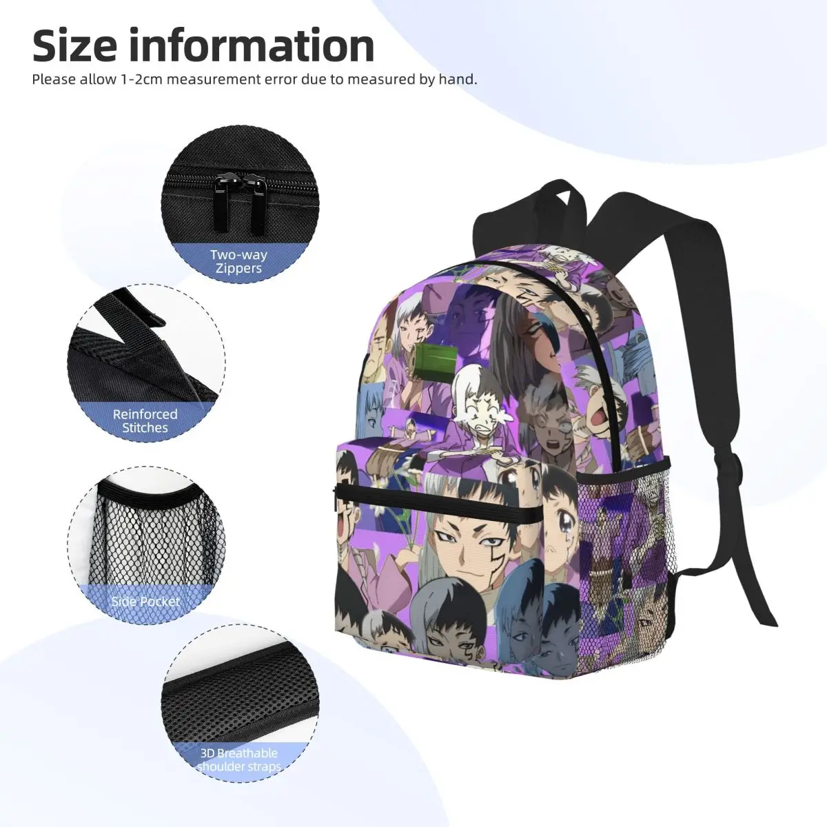 Gen Asagiri Dr Stone Apan Anime Studente Zaino Borsa da scuola Escursionismo Viaggio Zaino per uomo Donna Moda Bookbag Borse a tracolla
