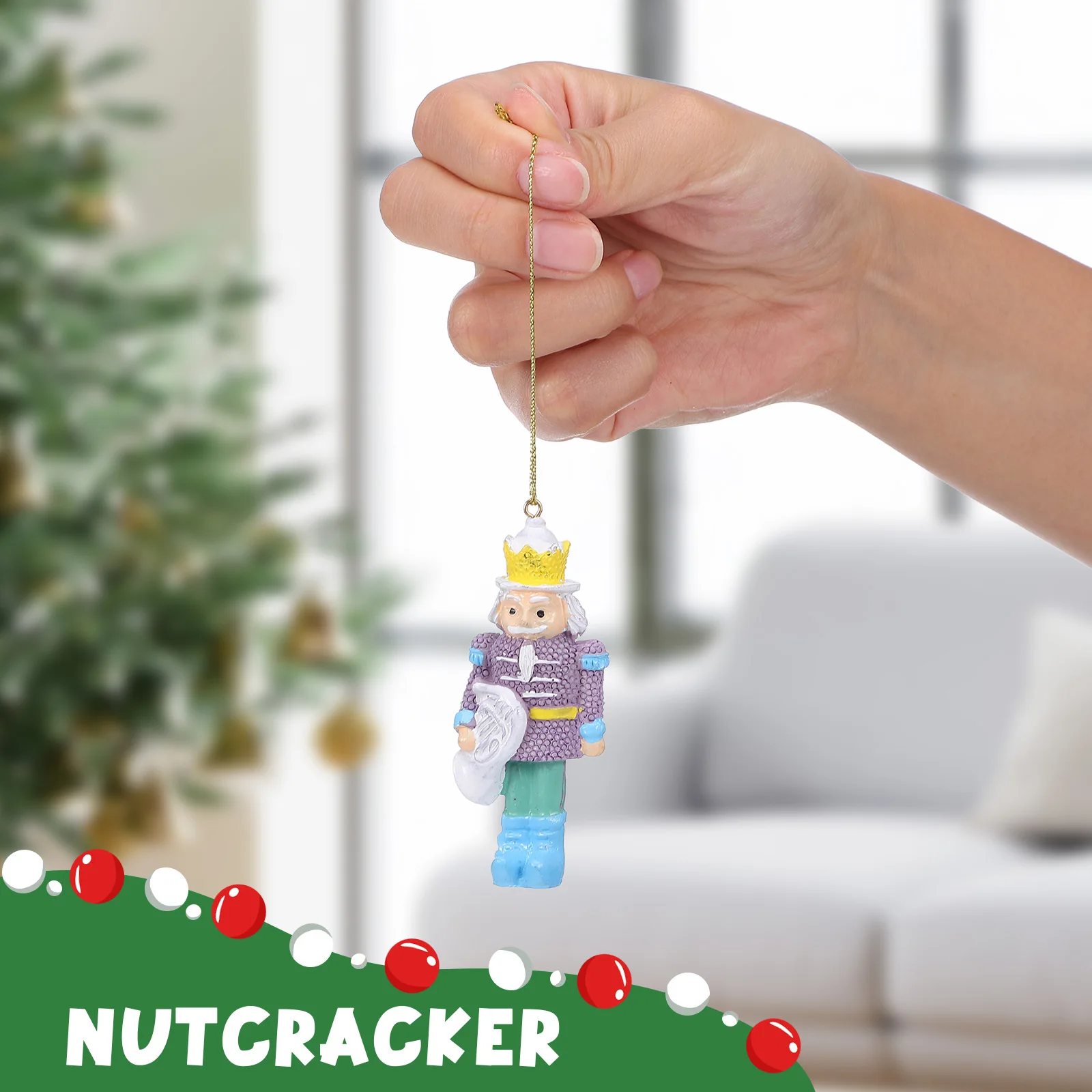 ของตกแต่งรูปทหารนัทแครกเกอร์คริสต์มาส 4 ชิ้น ทำจากเรซิ่น แขวนง่าย สีสันสวยงาม รูปทรงน่ารัก