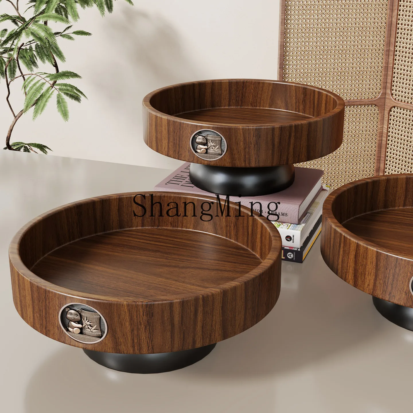 

PYH solid wood fruit plate fruit basket living room desktop fruit storage rack coffee table dim sum biscuits