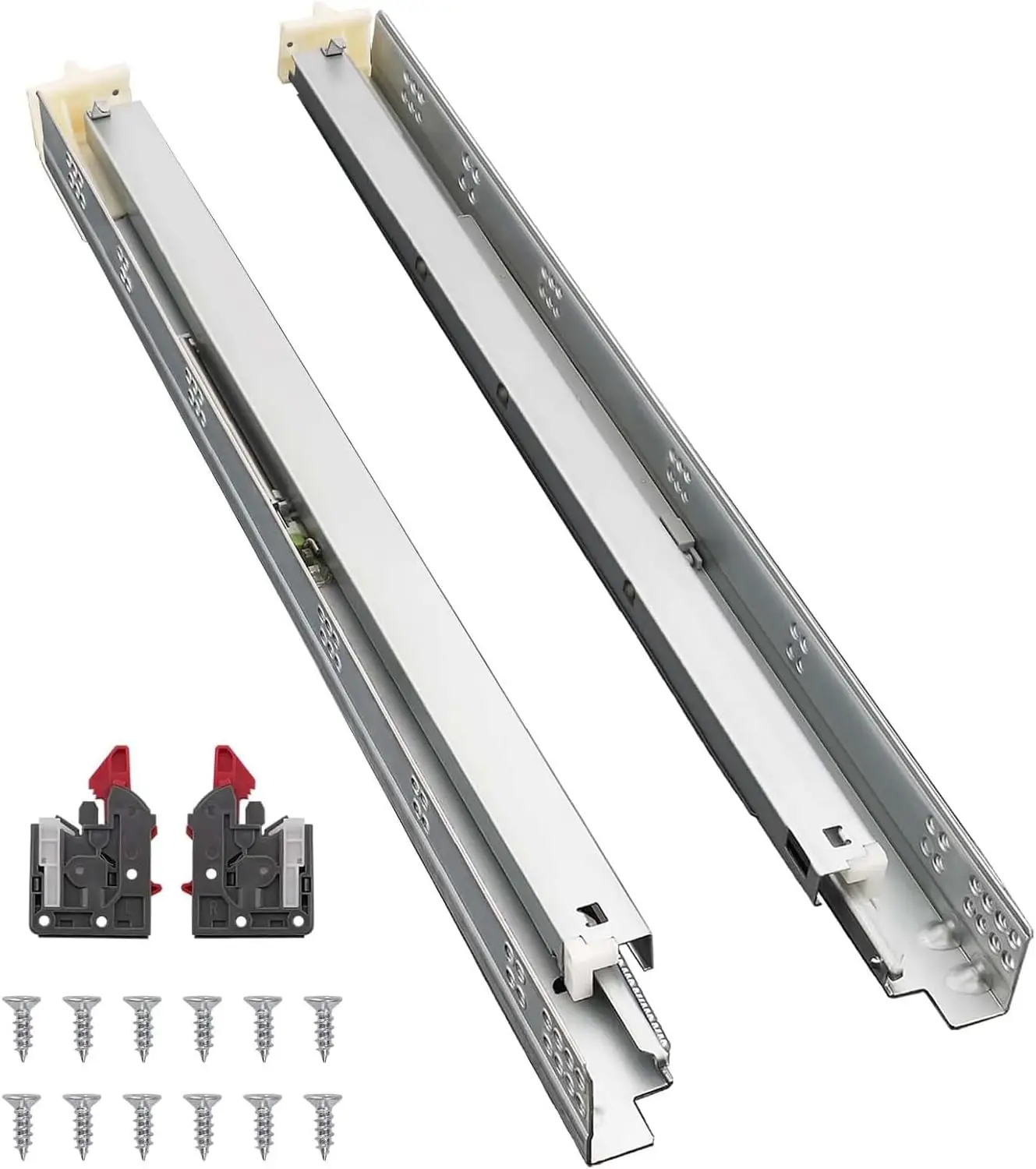 21 Inch Undermount Soft Close Drawer Slides Full Extension Concealed Bottom Mount Rails with Locking Devices & Rear Mount Brackets Cabinet Hardware, 10 Pairs