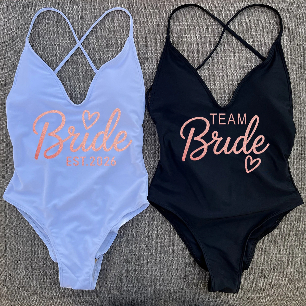 Sexy Padded Swimwear Women Team Bride Love Print One Piece Swimsuit Summer Bathing Suit Bachelor Party Beachwear backless bikini