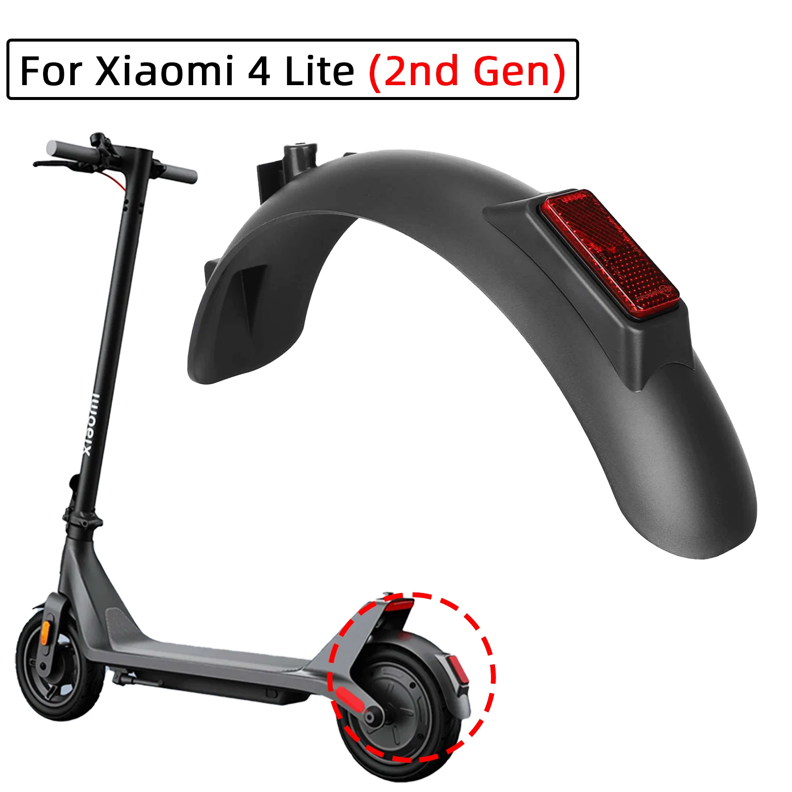 

Original Fender for Xiaomi Mijia 4 Lite 2nd Gen Electric Scooter Tire Splash Fender with Rear Taillight Back Guard Mudguard Part