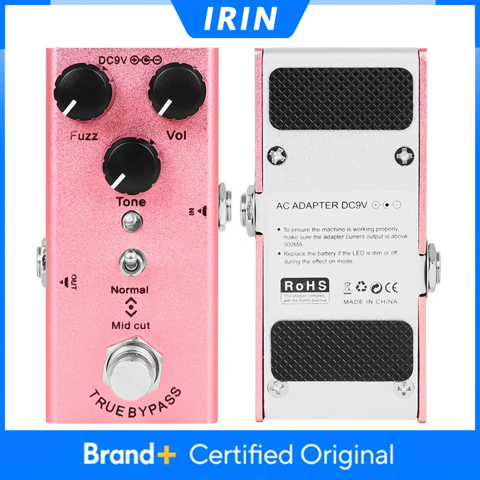Pedal de Efecto para Guitarra IRIN EF-12 Classic Sound Fuzz, Pedal de Guitarra Eléctrica de Aleación de Aluminio, True Bypass, Accesorios y Repuestos para Guitarra
