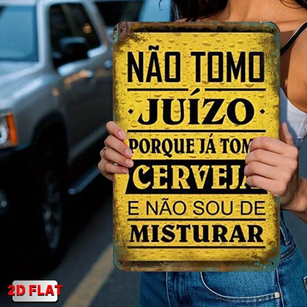 

Vintage Iron Wall Sign Retro Beer Decor Portuguese Themed Distressed Design Plaque 8x12 Inch