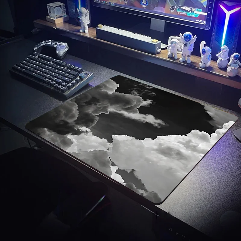 

Black white cloud office mouse pad desk mat laptop mat carpet Laptop game player PC computer table game accessories 400x900x4mm