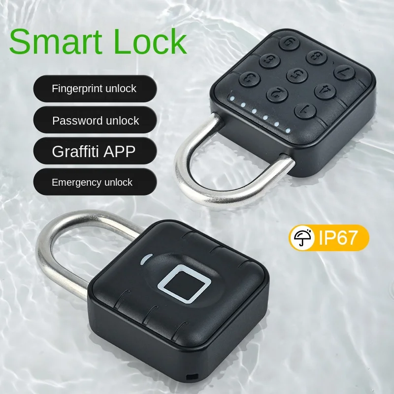 

Fingerprint Lock Padlock Household Waterproof Password Cabinet Dormitory Large Rainproof Door Anti-theft Door Lock