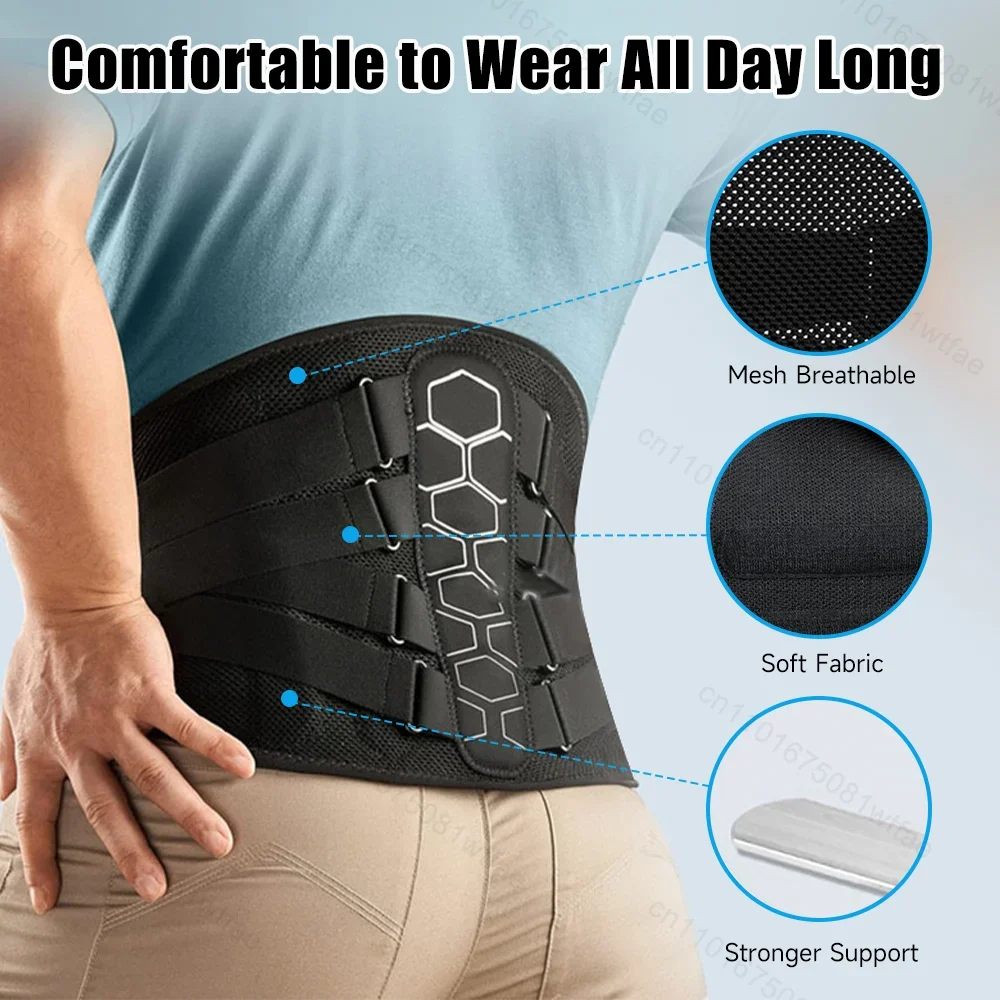 

Back Braces Lumbar Pad for Relieving Back Pain Sciatica Herniated Disc Back Posture Corrector Spine Support Waist Protector Belt
