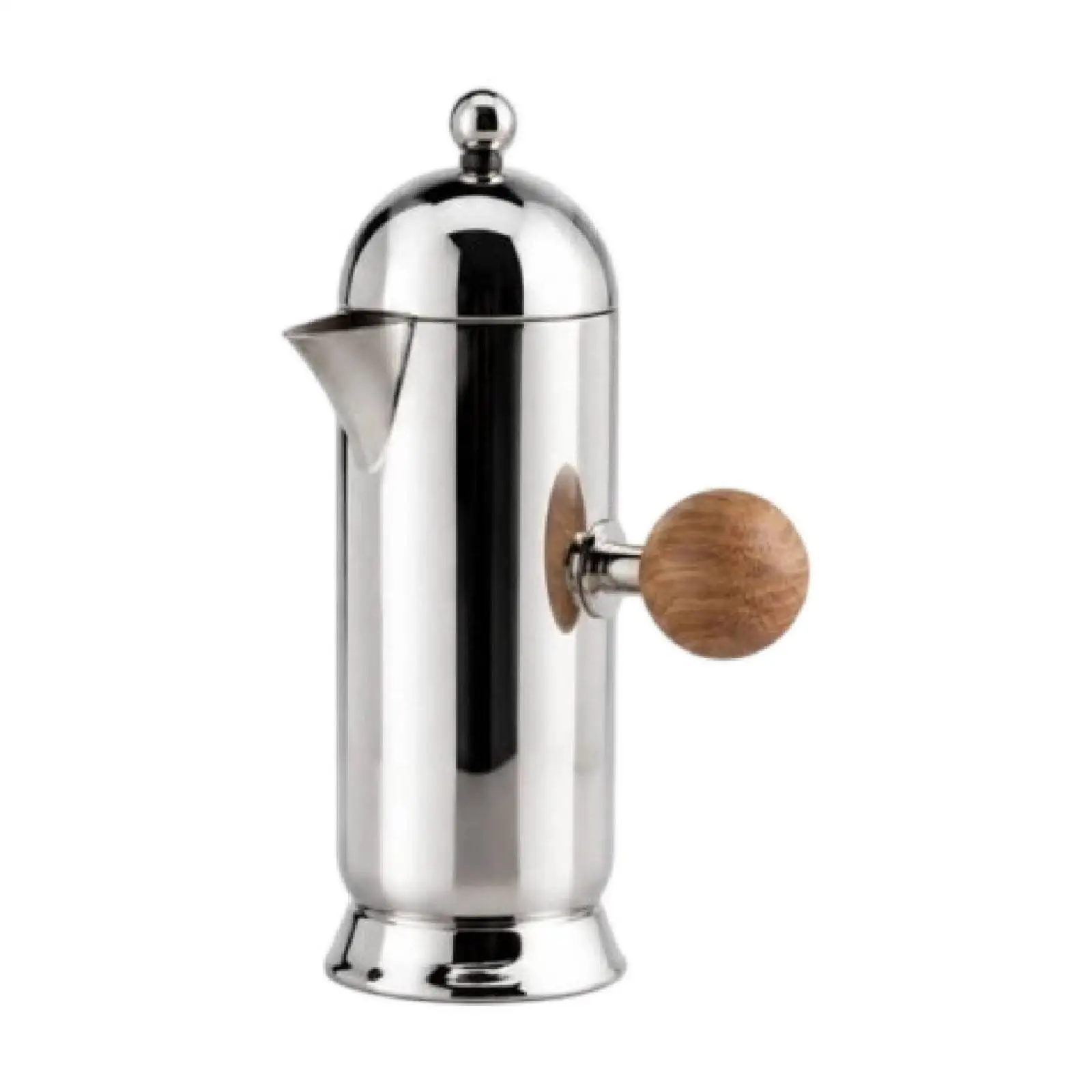 Stainless Steel French Press Coffee Plunger with Oak Wood Handle for Daily Kitchen Use
