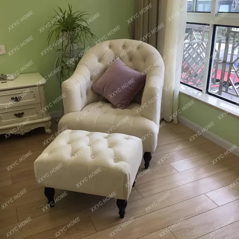 Simple single sofa armchair living room bedroom balcony fabric solid wood casual clothing store