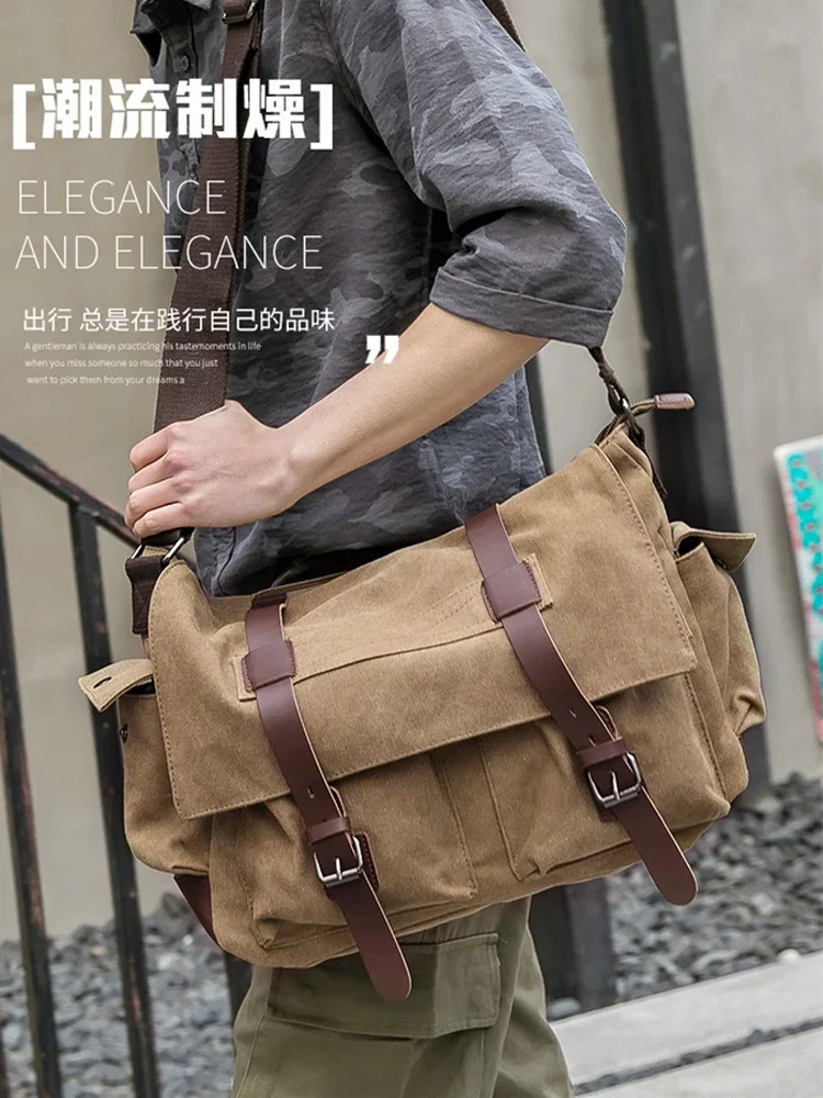 Shoulder bag Canvas Outdoor Men\'s bag Crossbody Bag Multifunction Retro Handbags Canvas Shoulder Messenger Bags Leisure Package