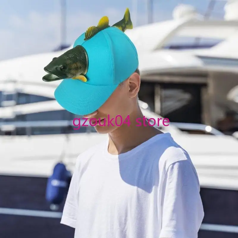 

68TD Party Fish Hat Funny Fish Shaped Baseball Hat Creative Headwear for Party Family Gathering Outdoor Sport Kids Sun Hat
