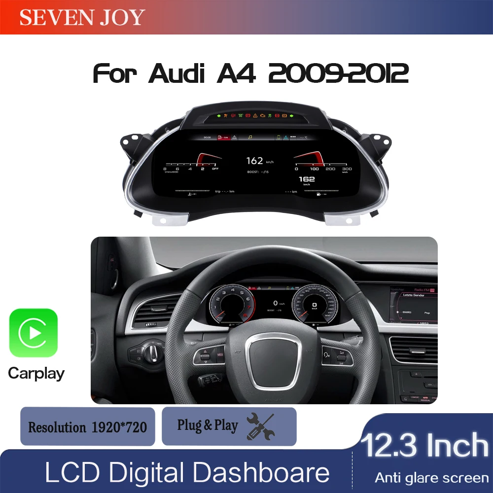 

12.3-inch HD screen for Audi A4 2009-2012 speedometer, dashboard, plug and play, HD LCD digital instrument panel