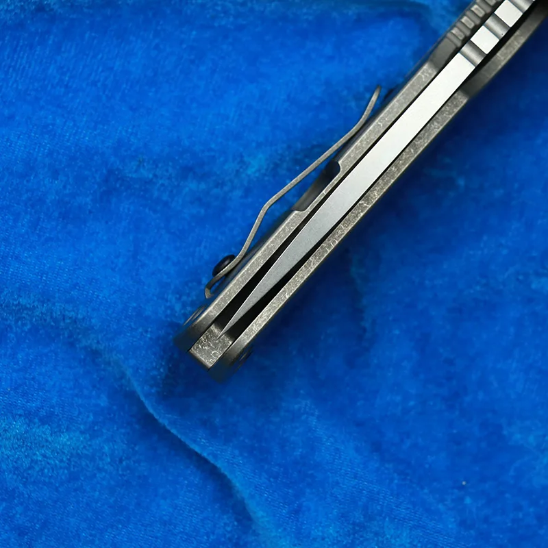 سكين Lemifhe قابل للطي ، شعار SMF نحت ، التيتانيوم AUS10 ، ألياف الكربون ، غسالات النحاس ، التخييم ، الصيد ، في الهواء الطلق ، أداة EDC #5