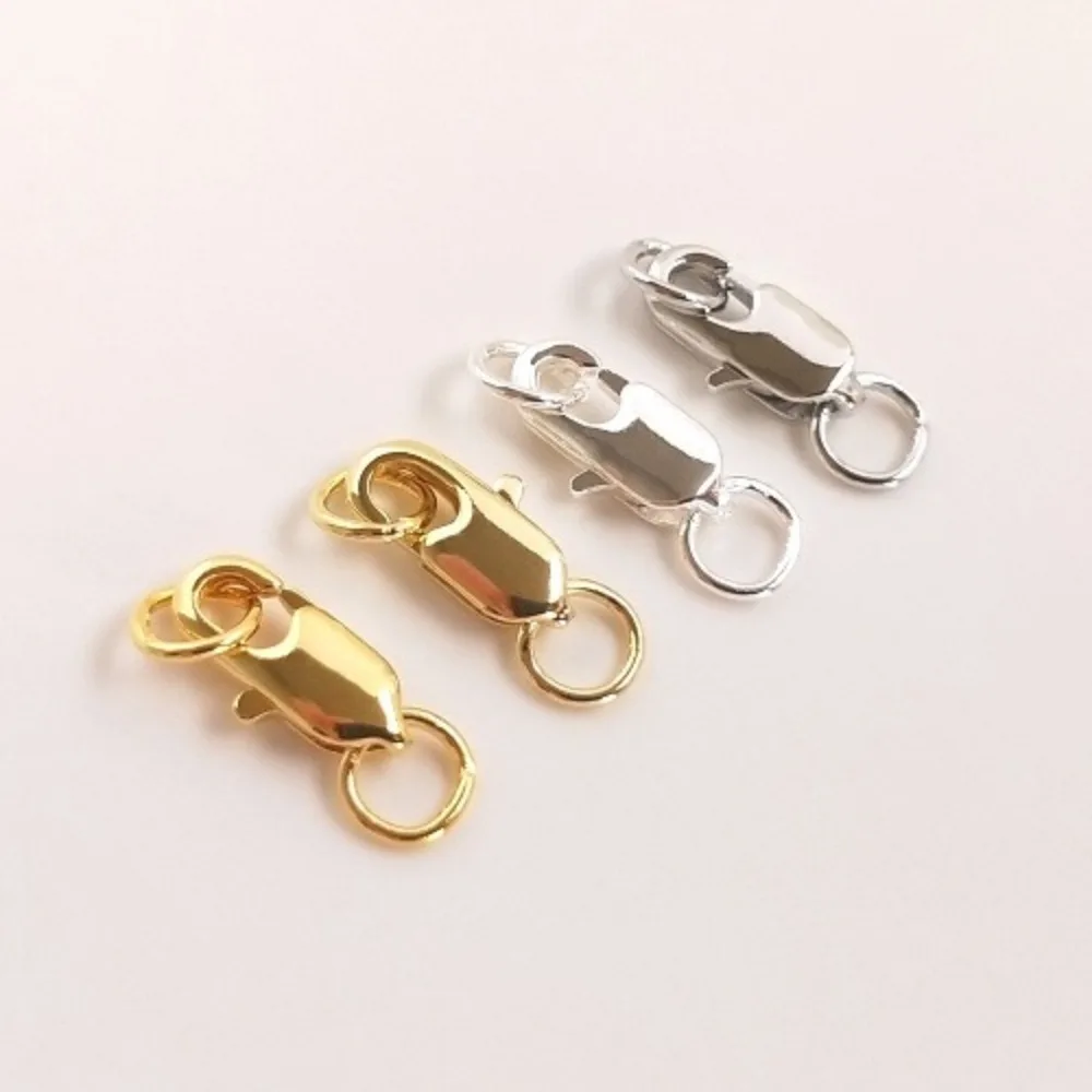 1Pcs Copper Clasps & Hooks 14K Gold Color Accessories Korean Fishtail Buckle Spring Buckle Lobster Buckle DIY Jewelry Material