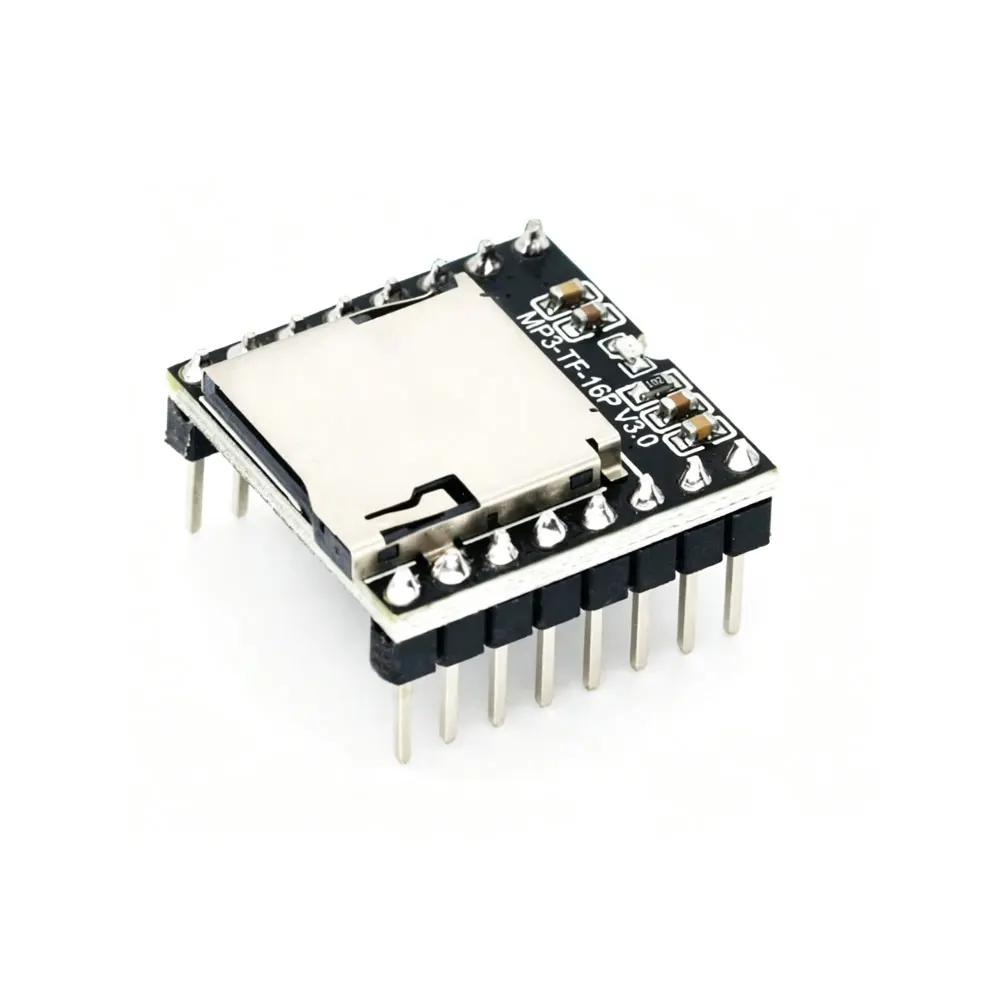DFPlayer Mini MP3 Player Module TF Card U Disk Mini MP3 DF Player Audio Voice Module IO/Serial Port/AD MP3-TF-16P for Arduino