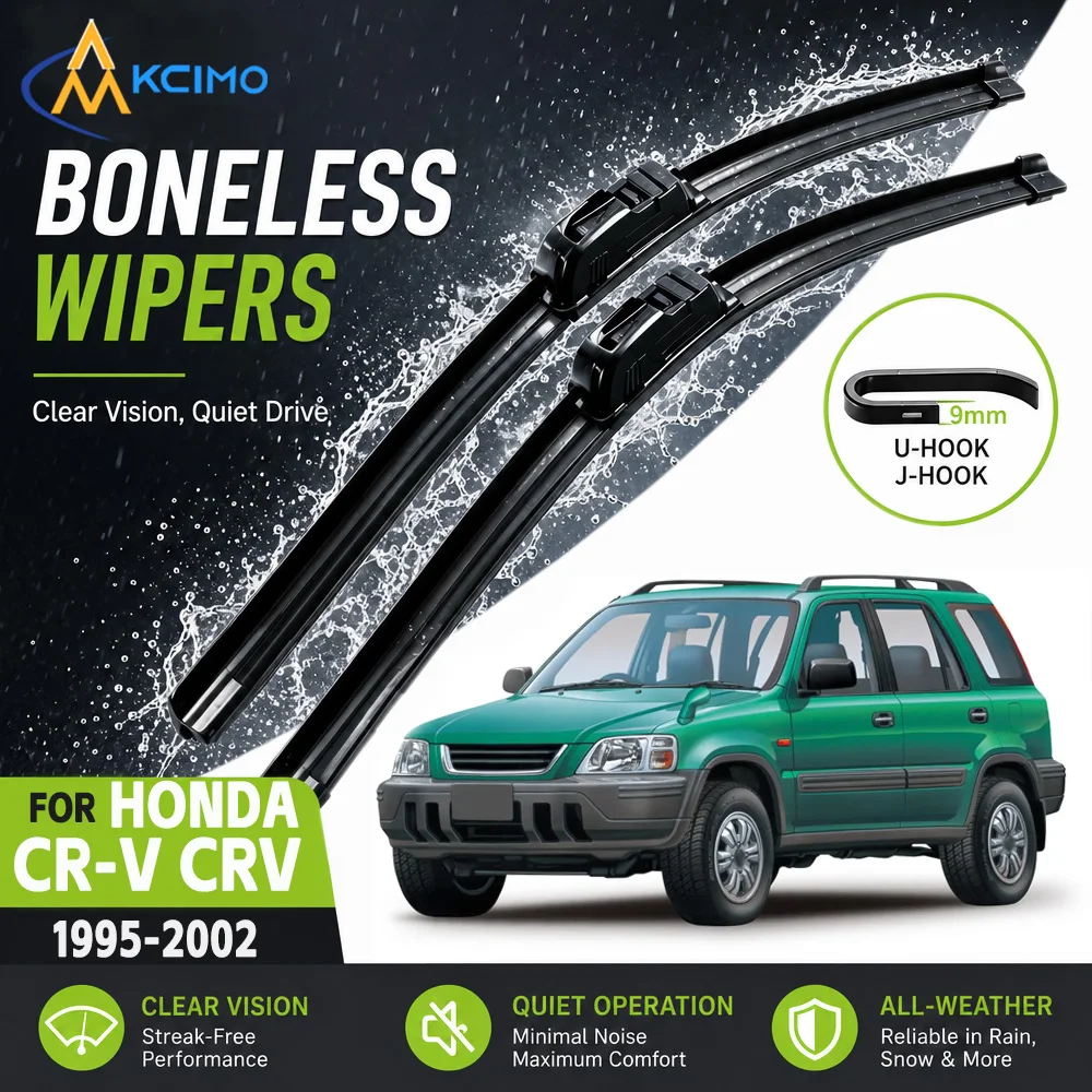 19"+19" U J Hook Windshield Wiper Blades Quiet Wipers For Honda CR-V CRV MK1 1995-2002 Low Noise Front Window Replacement Blades