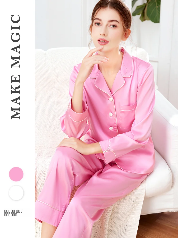 

Новинка 2025: Шелковый домашний комплект из натурального шелка (рубашка и брюки) для женщин, всесезонный, с цветными полосками